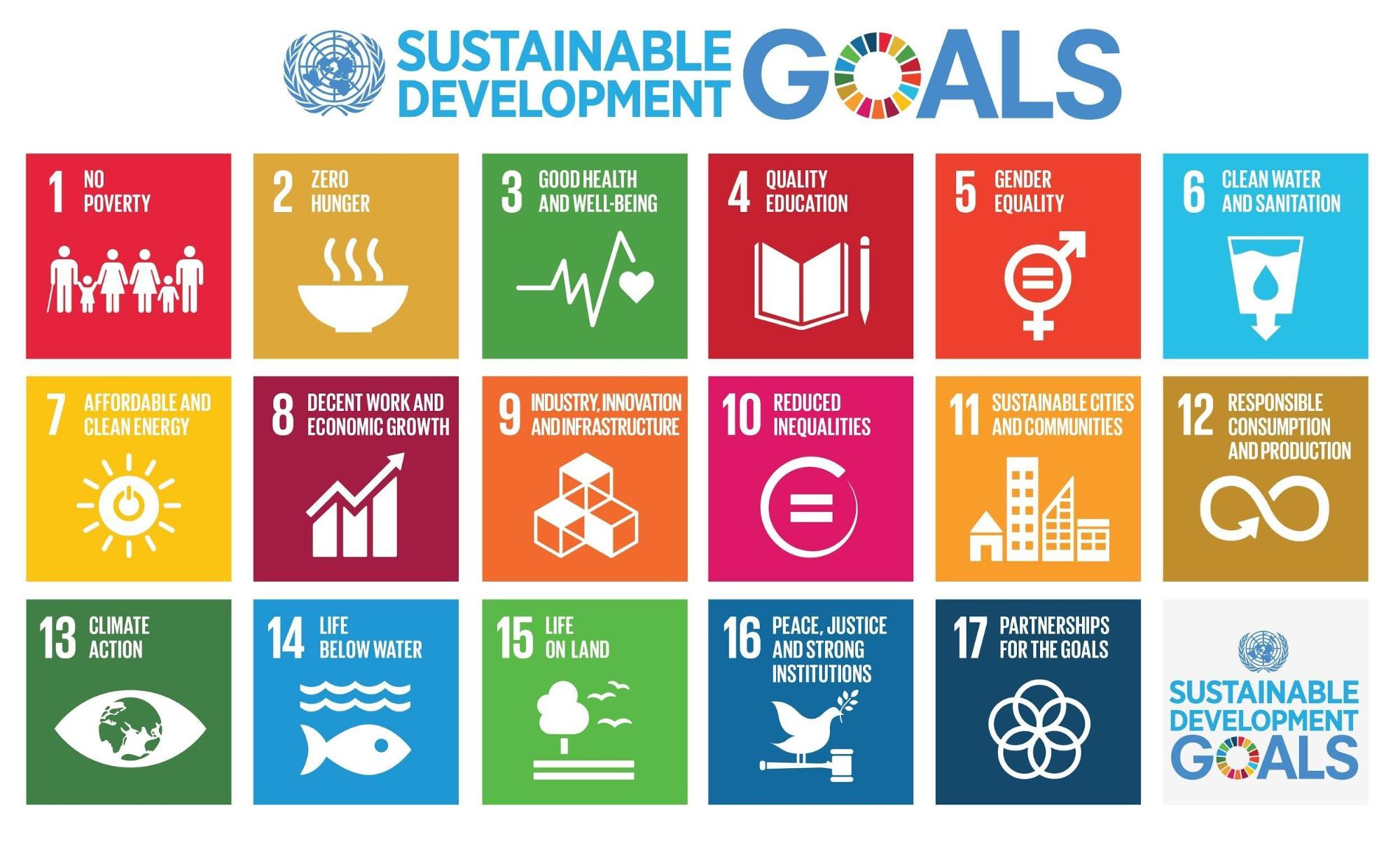 This figure shows 17 colored tiles illustrating each of the Sustainable Development Goals.